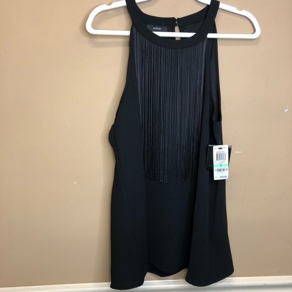 Alfani Sleeveless Black Blouse Fringe Details Size 8 NWT - Picture 1 of 6